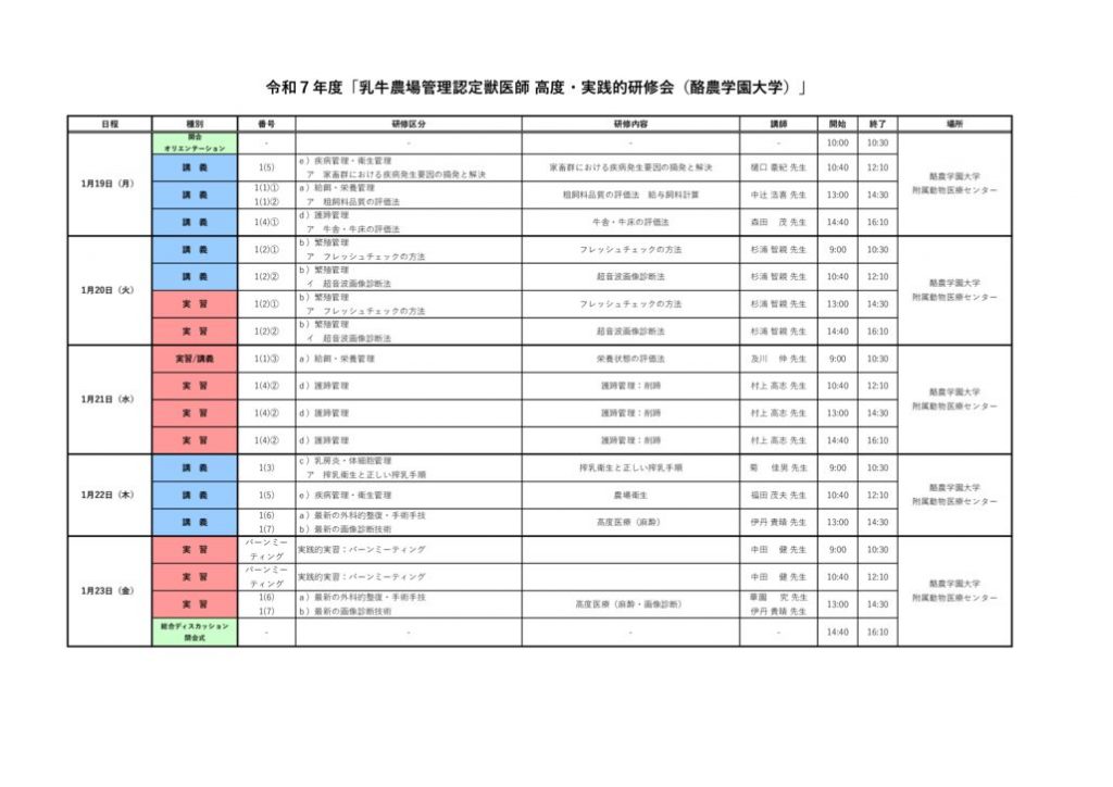 農場専門　認定獣医師研修（乳牛・酪農学園大学）研修内容_1209のサムネイル